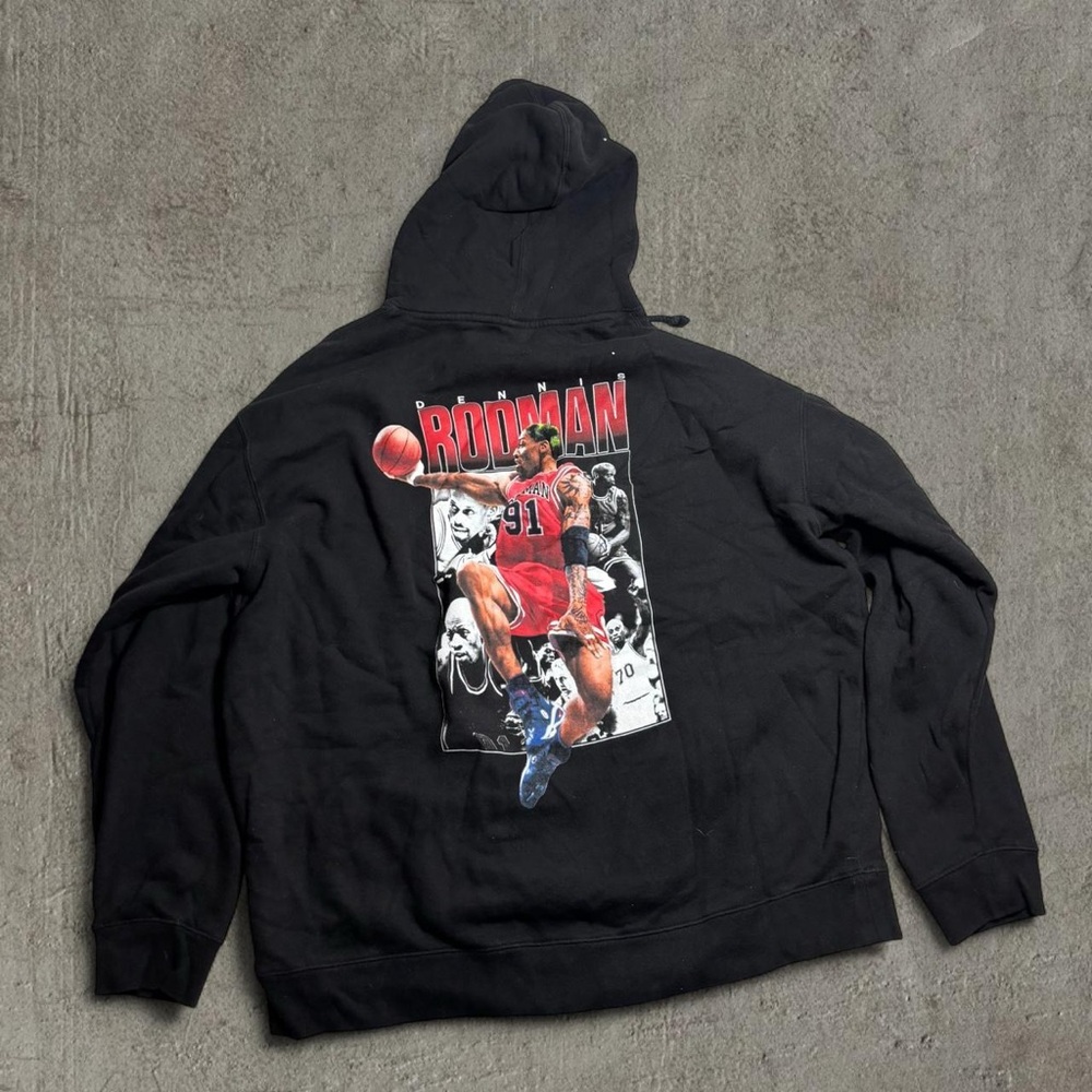 Rodman XL Black Hoodie with Basketball Graphic